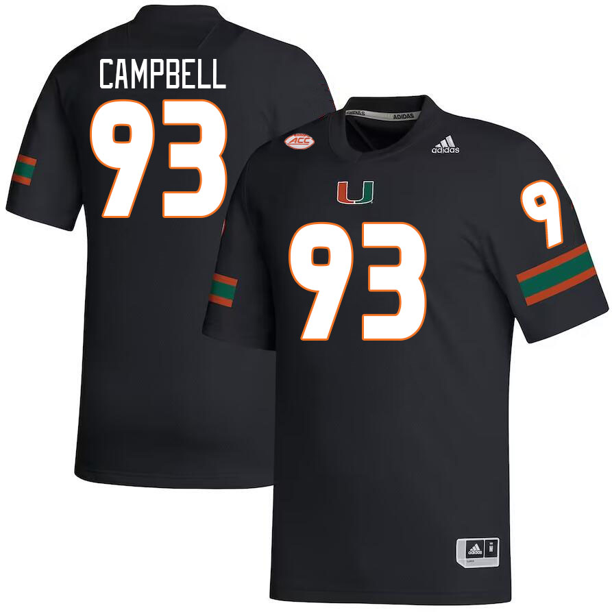 Men #93 Anthony Campbell Miami Hurricanes College Football Jerseys Stitched Sale-Black - Click Image to Close